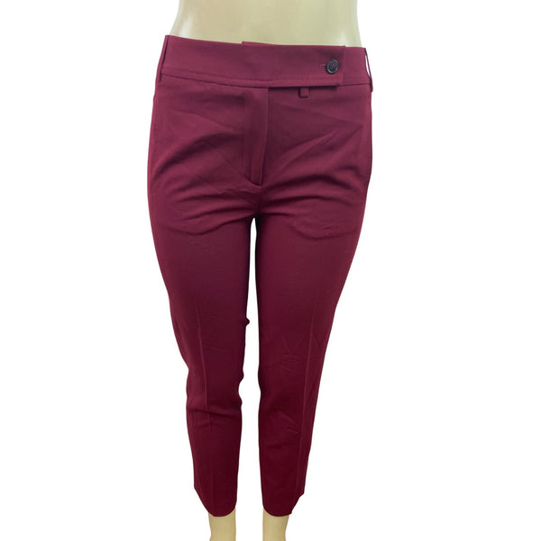 Gerard Darel Women's Burgundy Slim Fit Cropped Pants With Side Size 36