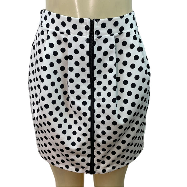 Painted Threads Black & White Polka Dot Bubble Mini Skirt Sz M