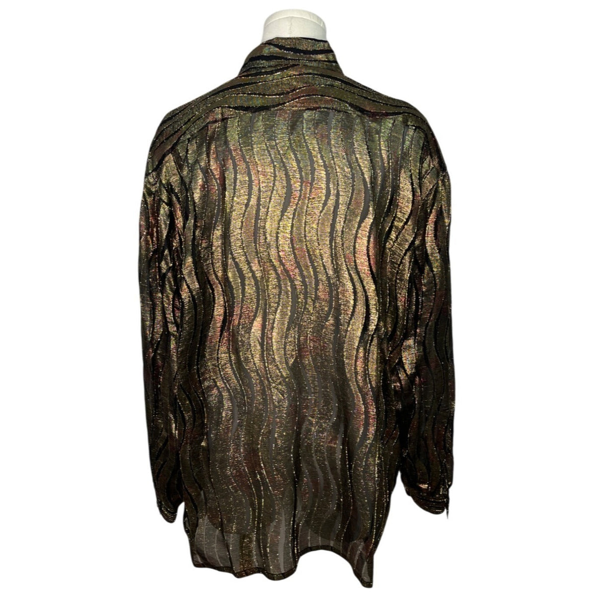 Vintage Escada By Margaretha Ley Metallic Blouse With Ruffle Detail Size 42