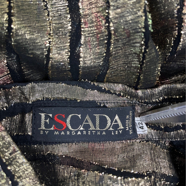 Vintage Escada By Margaretha Ley Metallic Blouse With Ruffle Detail Size 42