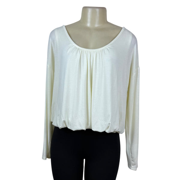 Maeve By Anthropologie Womens Off-White Long Sleeve Loose Fit Top Size M