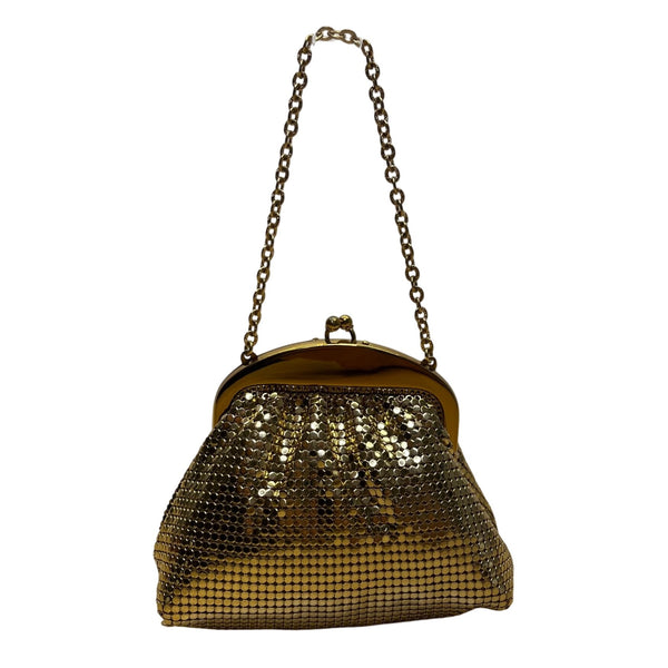 Whiting & Davis Co Women’s Gold Mesh Metal Frame Evening Coin Purse Size S