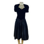 Vintage Niki Black Velvet Keyhole Back Midi Dress Beaded Accent Empire Size 6