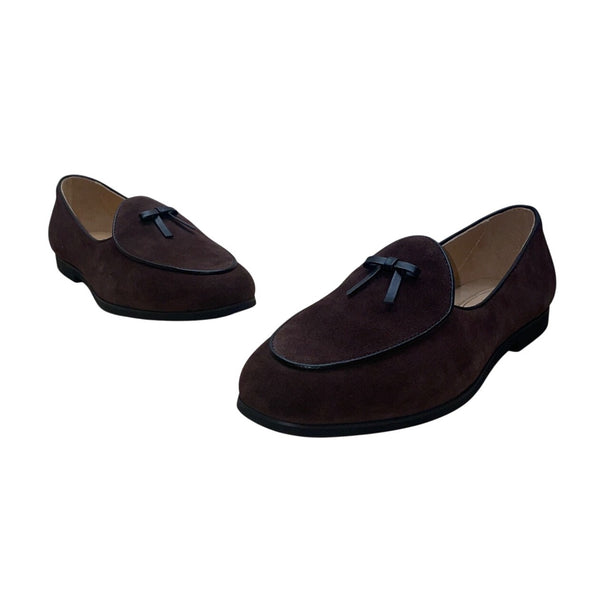 Journey West Womens Coffee Suede Bow Detail Loafers Size 7M - New