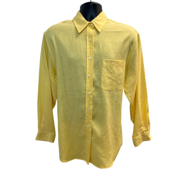 Jones New York Sport Yellow Linen Button-Up Shirt Size L