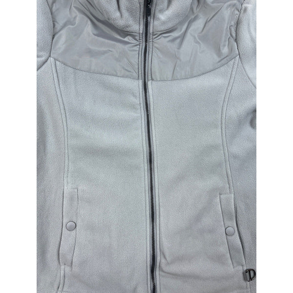 Koret Womens Medium Gray Full-Zip Fleece Jacket With Quilted Panels & Pockets