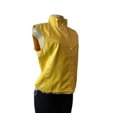 N.R.I Yellow Sleeveless Button Down Vest Jacket W Adjustable Hem Sz 6