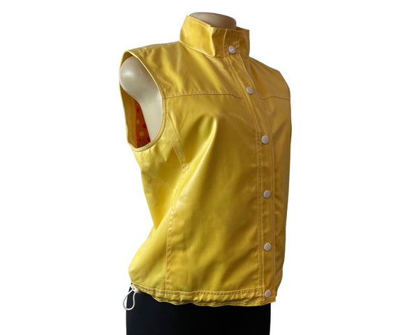 N.R.I Yellow Sleeveless Button Down Vest Jacket W Adjustable Hem Sz 6