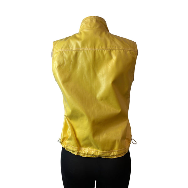 N.R.I Yellow Sleeveless Button Down Vest Jacket W Adjustable Hem Sz 6
