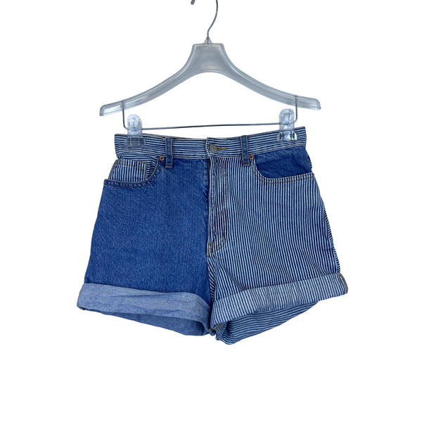 BDG Womens Blue Two-Tone Striped High-Waisted Denim Shorts Size 28
