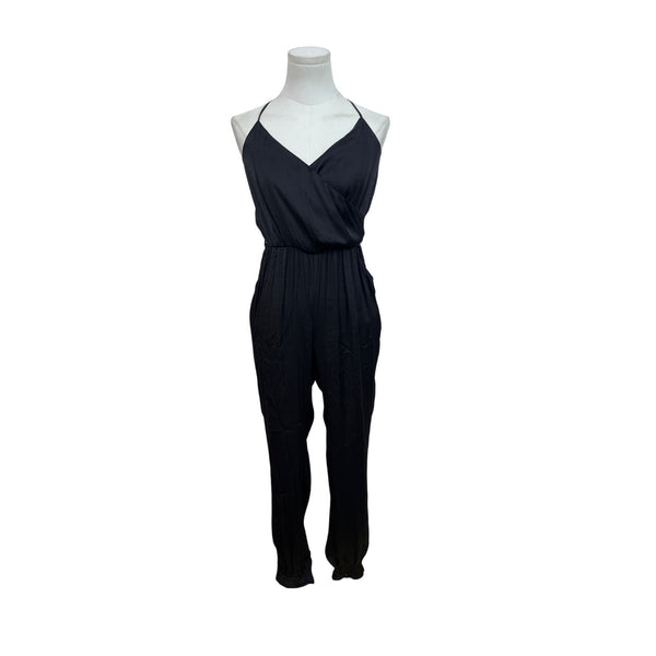 Bardot Black Jumpsuit With Draped Front & Slim Fit Size 4/XS EUR 36