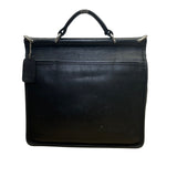 Vintage Coach Unisex Black Leather Top Handle Turn Lock Crossbody Bag Size S