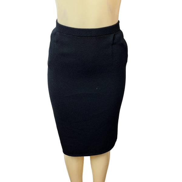 Women's Black Stretchable Fabric Pencil Skirt Size 10 Made in USA