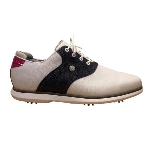Foot Joy Mens White/Navy Leather Premium Comfort Spiked Golf Shoes Size 11
