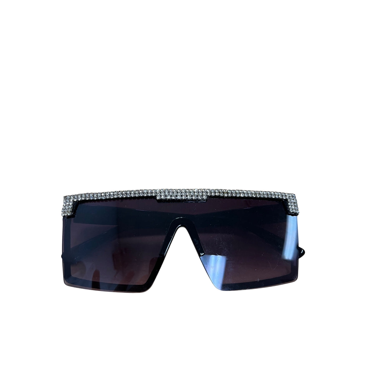 OG Womens Black Rhinestone Shield Sunglasses Vintage-Inspired Style UV Protection One Size