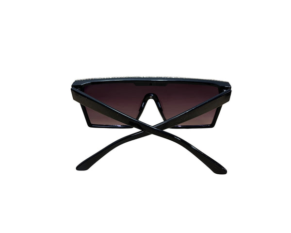 OG Womens Black Rhinestone Shield Sunglasses Vintage-Inspired Style UV Protection One Size