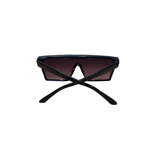 OG Womens Black Rhinestone Shield Sunglasses Vintage-Inspired Style UV Protection One Size
