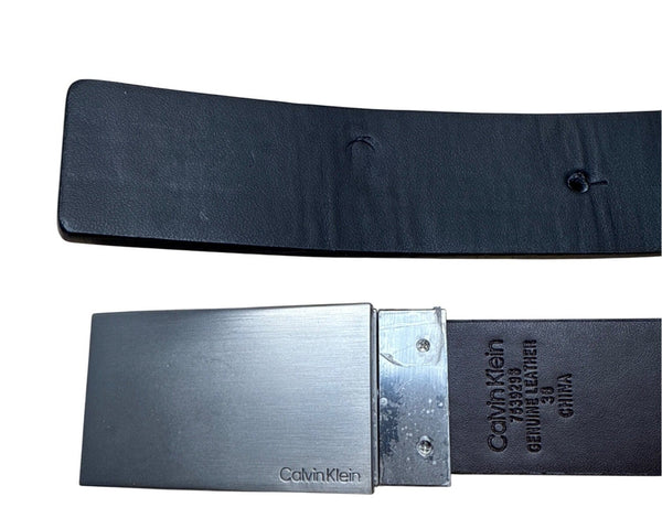 Calvin Klein Mens Reversible Leather Belt With Brushed Silver Buckle Size 41