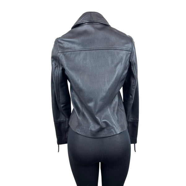 Topshop Womens Black Faux Leather Biker Jacket Size 6