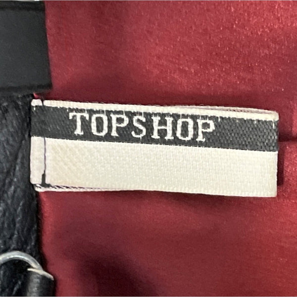 Topshop Womens Black Faux Leather Biker Jacket Size 6