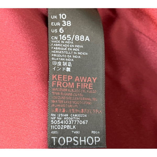 Topshop Womens Black Faux Leather Biker Jacket Size 6