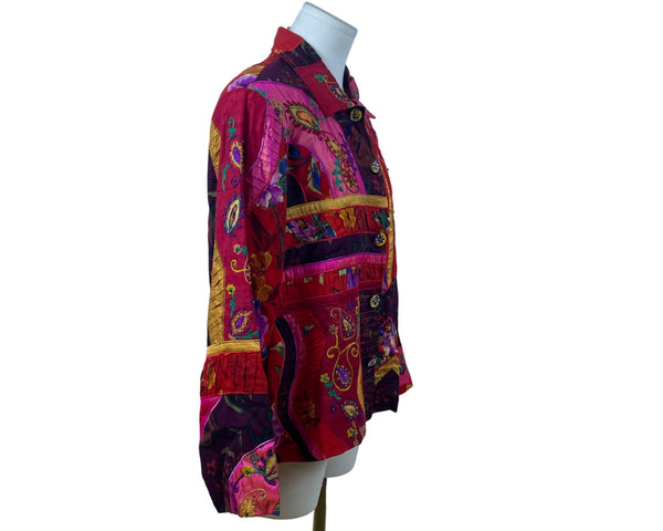 Vintage Sandy Starkman Women's Multicolor Button Up Patchwork Jacket Size L