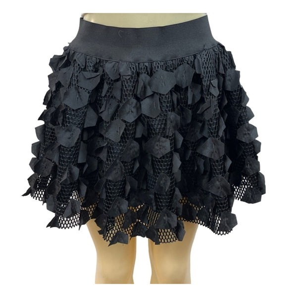 Jis Collections Women’s Black Skirt Ruffled Mini Skirt Sz M,