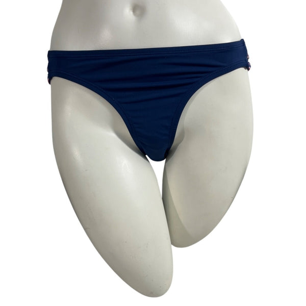 Cole Of California Embellished Bikini Bottom Navy Blue Zigzag Trim Size S- NEW