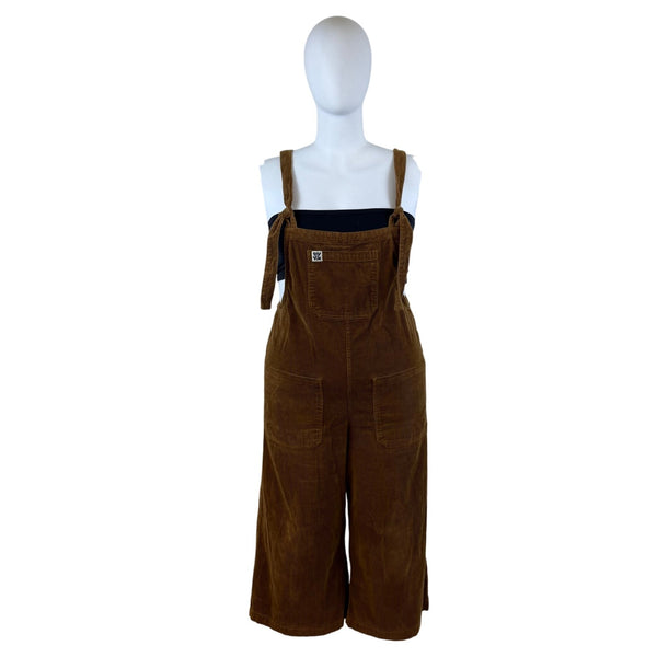 Lucy & Yak Corduroy Women Brown Tie-Strap Overalls Loose Fit Size 14R