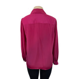 Vintage-Inspired Long Sleeve Blouse W/ Black Bow Tie Neck By Josephine Size 6