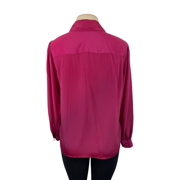 Vintage-Inspired Long Sleeve Blouse W/ Black Bow Tie Neck By Josephine Size 6