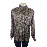 Vintage Yyes St. Clair Paisley Print Button-Up Long Sleeve Blouse Womens Size 12