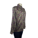 Vintage Yyes St. Clair Paisley Print Button-Up Long Sleeve Blouse Womens Size 12