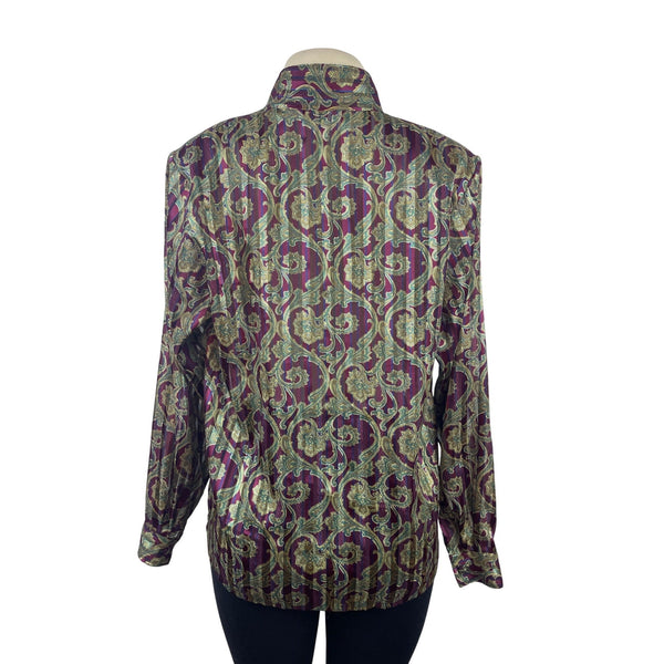 Vintage Yyes St. Clair Paisley Print Button-Up Long Sleeve Blouse Womens Size 12