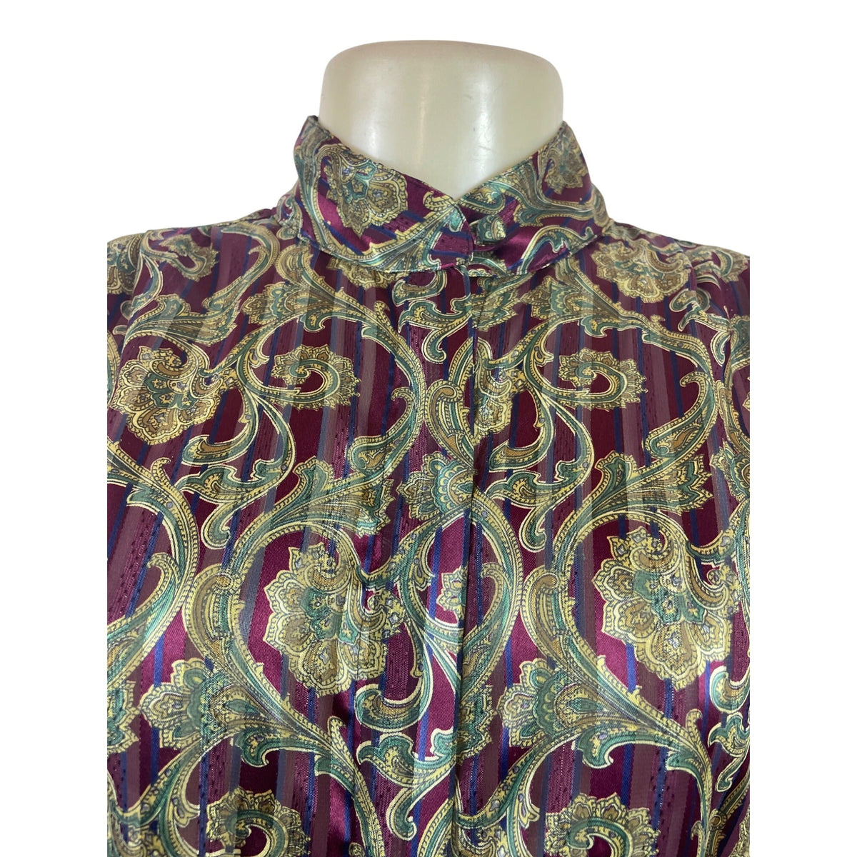Vintage Yyes St. Clair Paisley Print Button-Up Long Sleeve Blouse Womens Size 12