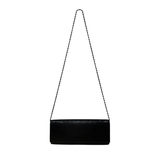 Unbranded Black Metallic Mesh Shoulder Bag Chain Strap Clutch Sz M
