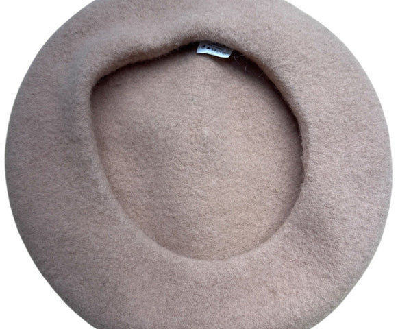 Vintage Women's Beige Wool Italian Beret Hat Stylish & Warm Accessory One Size