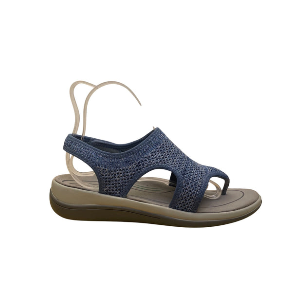 Orthofeet Women’s Blue Knit Open-Toe Adhesive Closure Sandals Size 10.5D