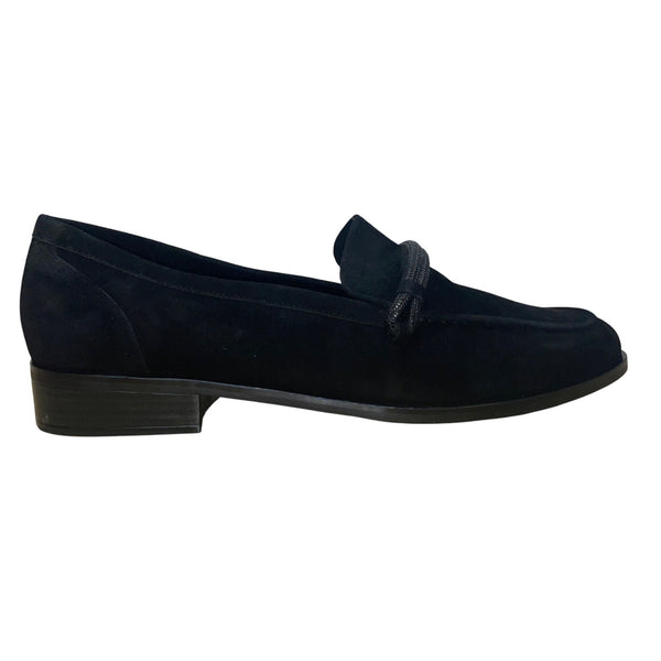 Priori Women’s Black Suede With Decorative Knot Loafers Size 9M