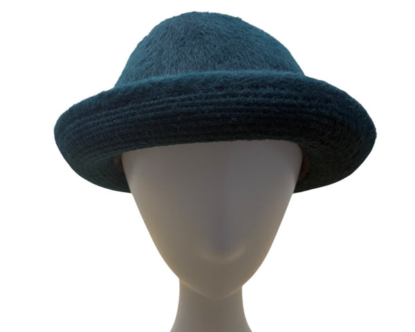 Teal Alpaca Wool Cloche Hat By Beatriz Canedo Patiño Made In Bolivia Folded Brim