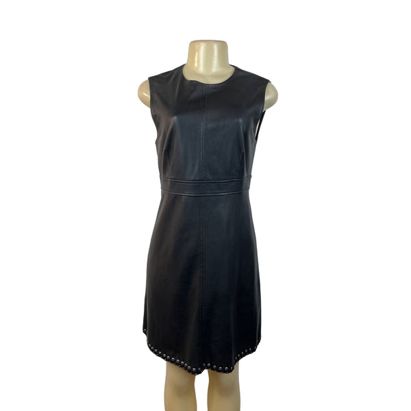 Zara Women's Black Faux Leather With Grommets Sleeveless Dress S