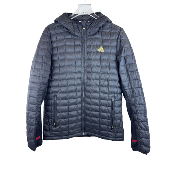 Adidas Mens Black Hooded Quilted Jacket Climalite Full-Zip Lightweight XL Size