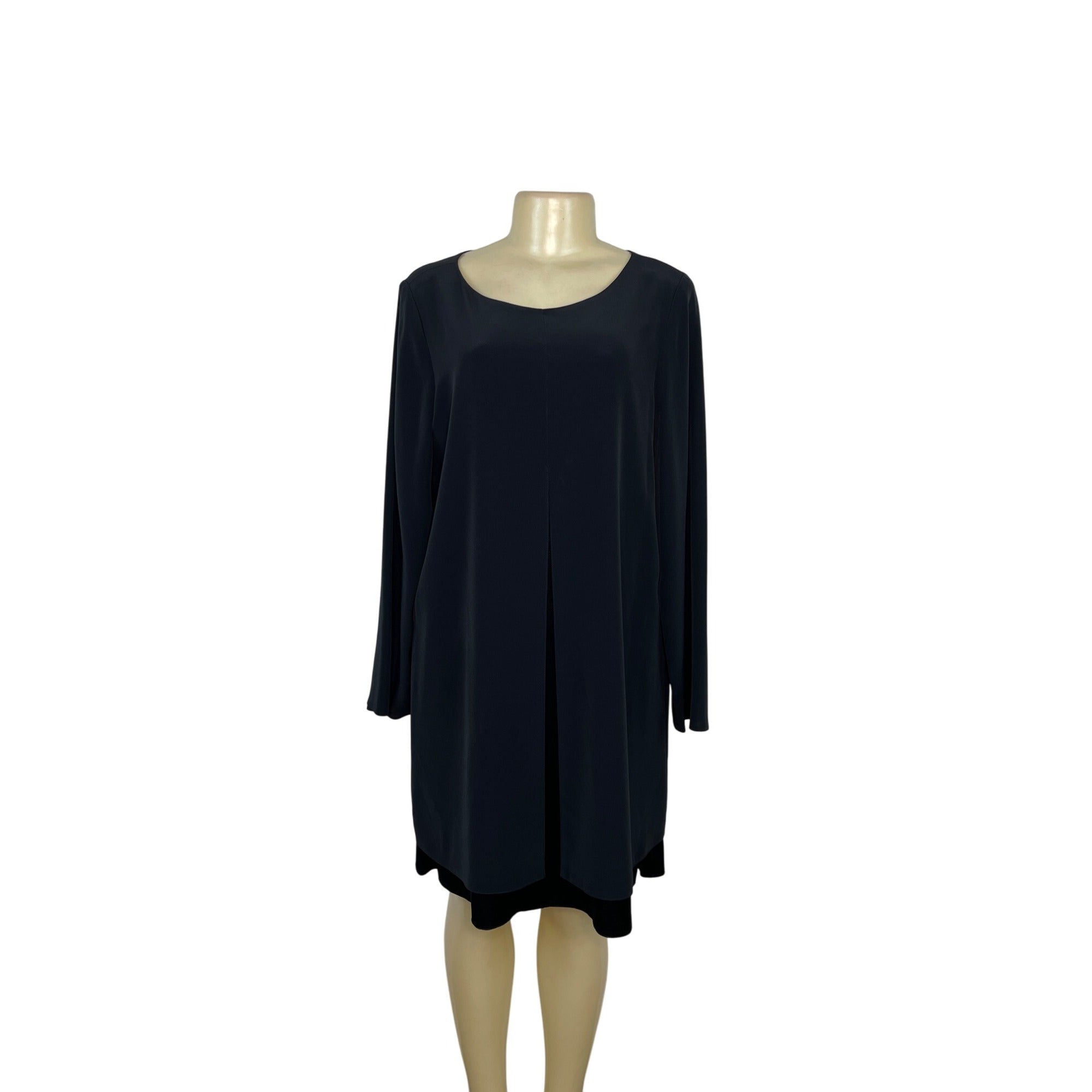 Jones York Black Long Sleeve Knee Length Dress Size 14 Women's Elegant Style Jones York Black Long Sleeve Knee Length Dress Size 14 Women's Elegant Style