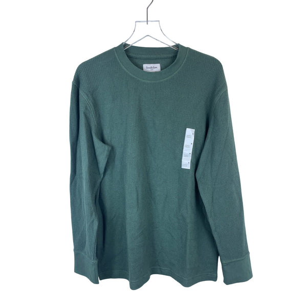 Goodfellow & Co Mens Green Waffle Knit Long-Sleeve Crewneck Shirt Sustainable Blend Size M