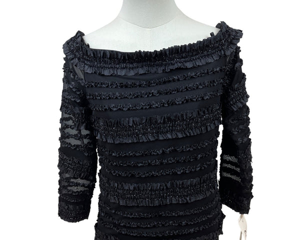 Vintage Cattiva Women’s Black Ruffled Off-Shoulder Top Size S - New