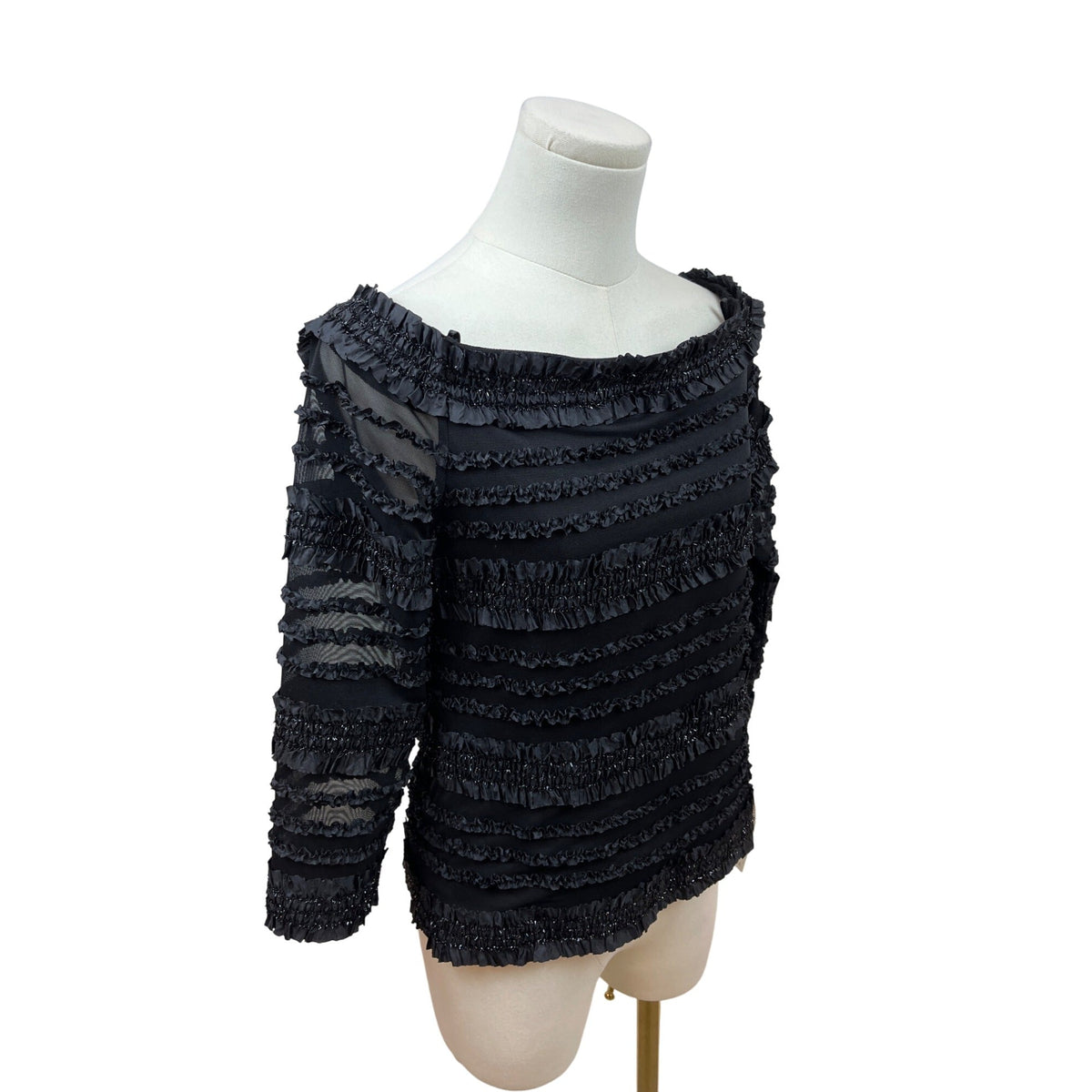 Vintage Cattiva Women’s Black Ruffled Off-Shoulder Top Size S - New