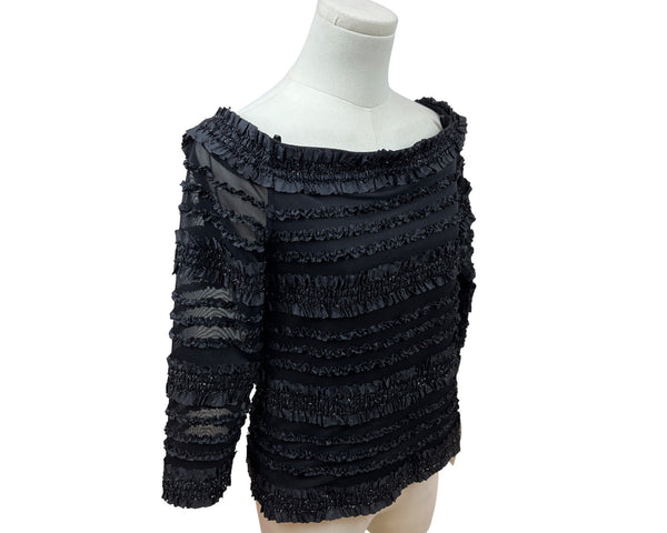 Vintage Cattiva Women’s Black Ruffled Off-Shoulder Top Size S - New