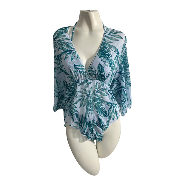 SheIn Womens Tropical Leaf Print Bikini Set & Cover-Up Sz S- NEW