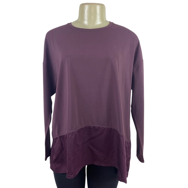 Lululemon Womens Long Sleeve Burgundy Top With Sheer Band Detail Size 6