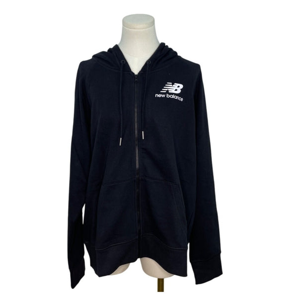 New Balance Women's Black Full-Zip Hoodie With Front Pockets Sz L - New